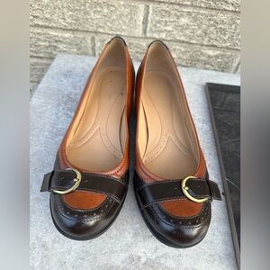 Naturalizer N5 Comfort Prema Women's Dress Shoes Size 7.5 Buckle Two Tone Brown